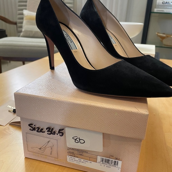 Prada Suede Pointed Toe Pumps - Picture 3 of 12
